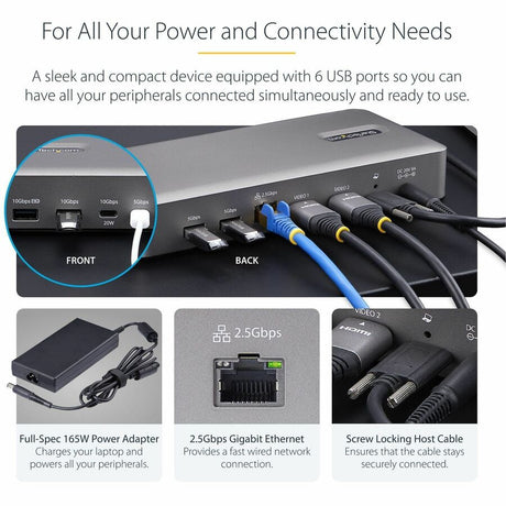 StarTech.com USB4 Docking Station, USB-C 40Gbps, up to Dual 4K 60Hz HDMI, Multi-Monitor Dock, 6-Port USB Hub, 2.5GbE, 100W Power Delivery