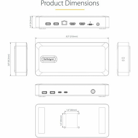 StarTech.com USB4 Docking Station, USB-C 40Gbps, up to Dual 4K 60Hz HDMI, Multi-Monitor Dock, 6-Port USB Hub, 2.5GbE, 100W Power Delivery