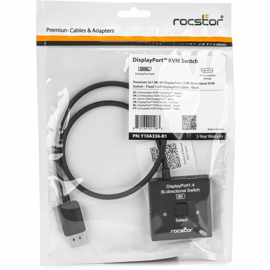 Rocstor Premium DisplayPort1.4 Bi-directional Switcher for 8K