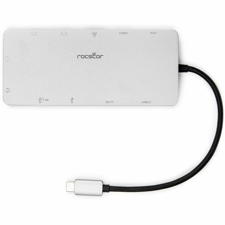 USB-C Portable Dock Multiport Adapter 100W PD 2x HDMI 1x VGA 4x USB-A SD/TF Gigabit RJ45 3.5mm Audio Port