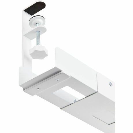 StarTech.com Under Desk Cable Management Tray, Length Adjustable, Clamp-On Installation, No Drilling Required, White