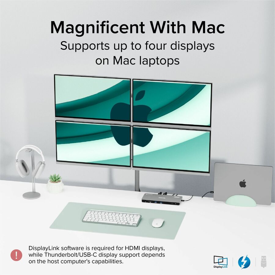 Plugable Thunderbolt 4 Dock for Quad Monitors 100W, Thunderbolt Docking Station