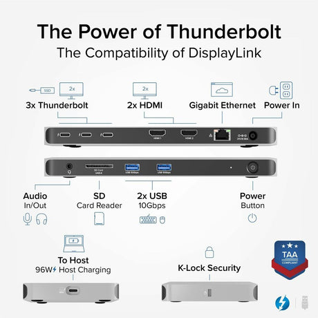 Plugable Thunderbolt 4 Dock for Quad Monitors 100W, Thunderbolt Docking Station