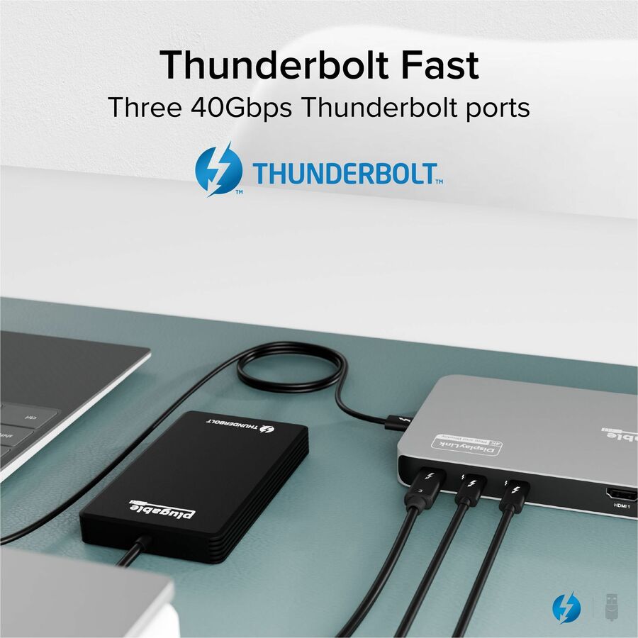 Plugable Thunderbolt 4 Dock for Quad Monitors 100W, Thunderbolt Docking Station