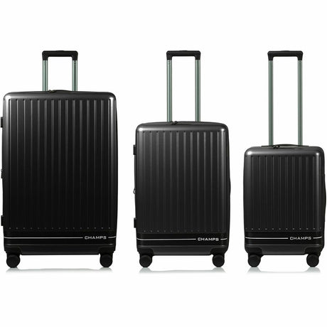CHAMPS Fresh II Collection - 3-piece Hardside Luggage set - Black