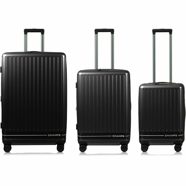 CHAMPS Fresh II Collection - 3-piece Hardside Luggage set - Black