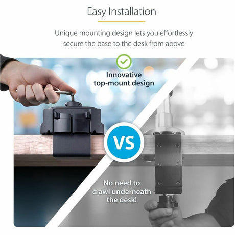 StarTech.com Triple Monitor Desk Mount For Up To Three 27in Screens, VESA 75x75/100x100, Tool-Less Arm Adjustments, C-Clamp/Grommet