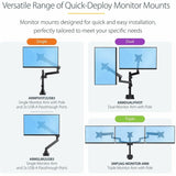 StarTech.com Triple Monitor Desk Mount For Up To Three 27in Screens, VESA 75x75/100x100, Tool-Less Arm Adjustments, C-Clamp/Grommet