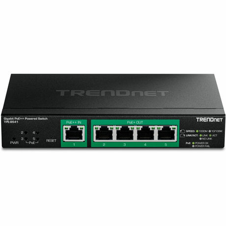 TRENDnet 5-Port Gigabit PoE++ Powered Managed Switch with PoE Passthrough, TPE-B541, 1 x Gigabit PoE++ Input, 4 x Gigabit PoE+ Output, 60W PoE Budget, NDAA TAA Compliant, Lifetime Protection