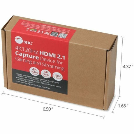 SIIG 4K120Hz HDMI 2.1 Capture Device for Gaming and Streaming - 4K60Hz Capture - 4K 120Hz/144Hz Loopout - USB-C 10Gbps - TAA Compliant