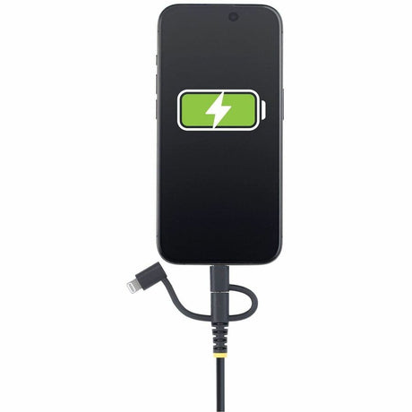 StarTech.com 3.3ft (1m) Rugged USB Multi Charging Cable, USB to Lightning/Micro-USB/Type-C, Apple MFi, Aramid Jacket, 3-in-1 Charger Cord