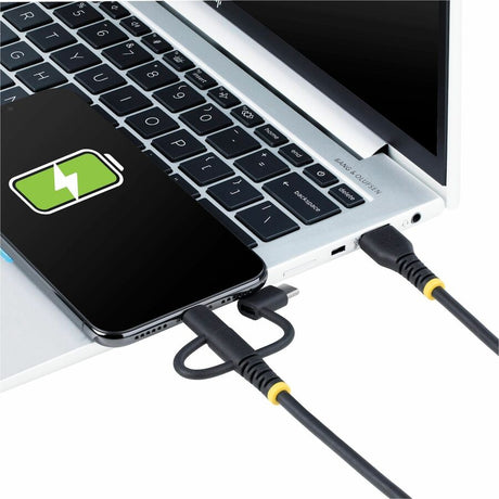StarTech.com 3.3ft (1m) Rugged USB Multi Charging Cable, USB to Lightning/Micro-USB/Type-C, Apple MFi, Aramid Jacket, 3-in-1 Charger Cord