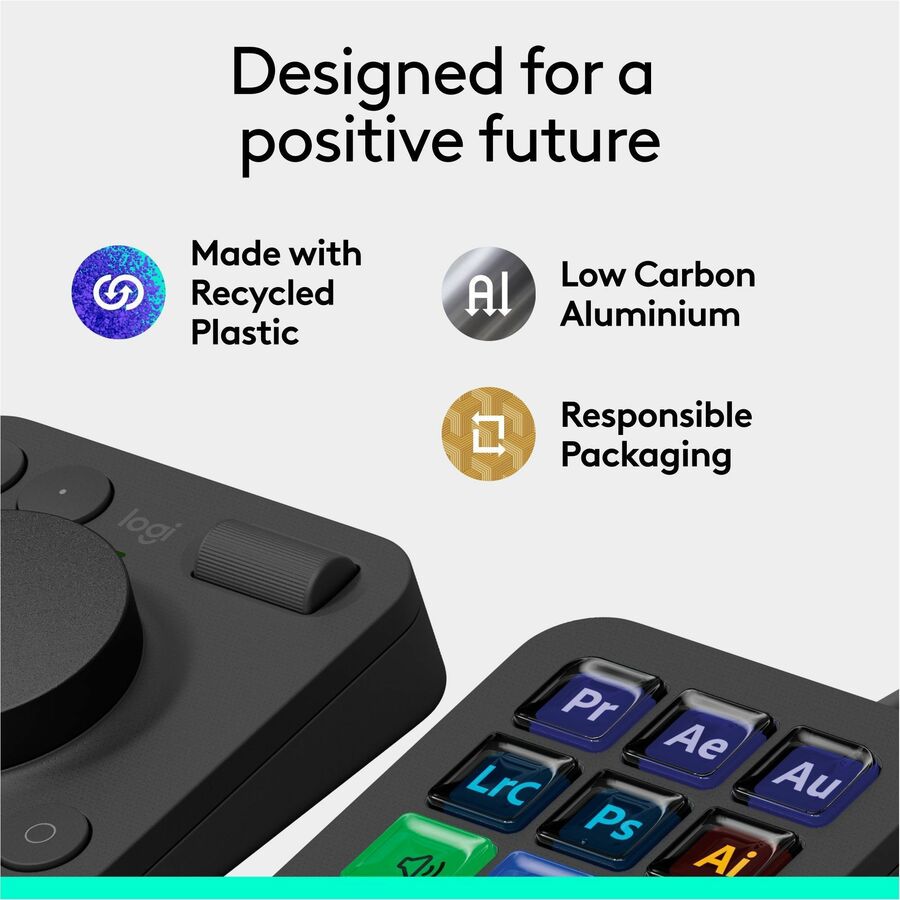Logitech MX Creative Console, Programmable Keypad With 9 Customizable LCD Keys and Control Dial for Graphic Design, Video Editing, Photography, use with Adobe, Zoom, Spotify and more (Graphite)