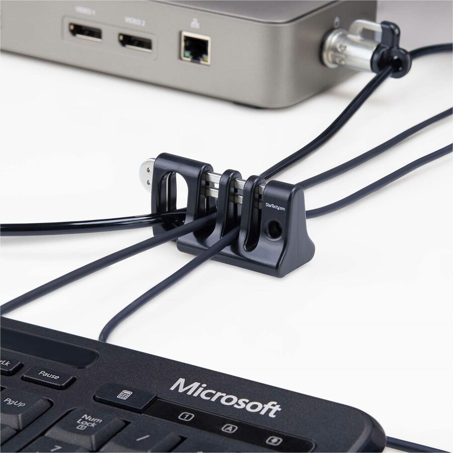 StarTech.com Peripheral Cable Anchor Lock, Secure Keyboard/Mouse For Shared Computer, Cable Trap w/Metal Plate, Use w/Laptop Security Cable