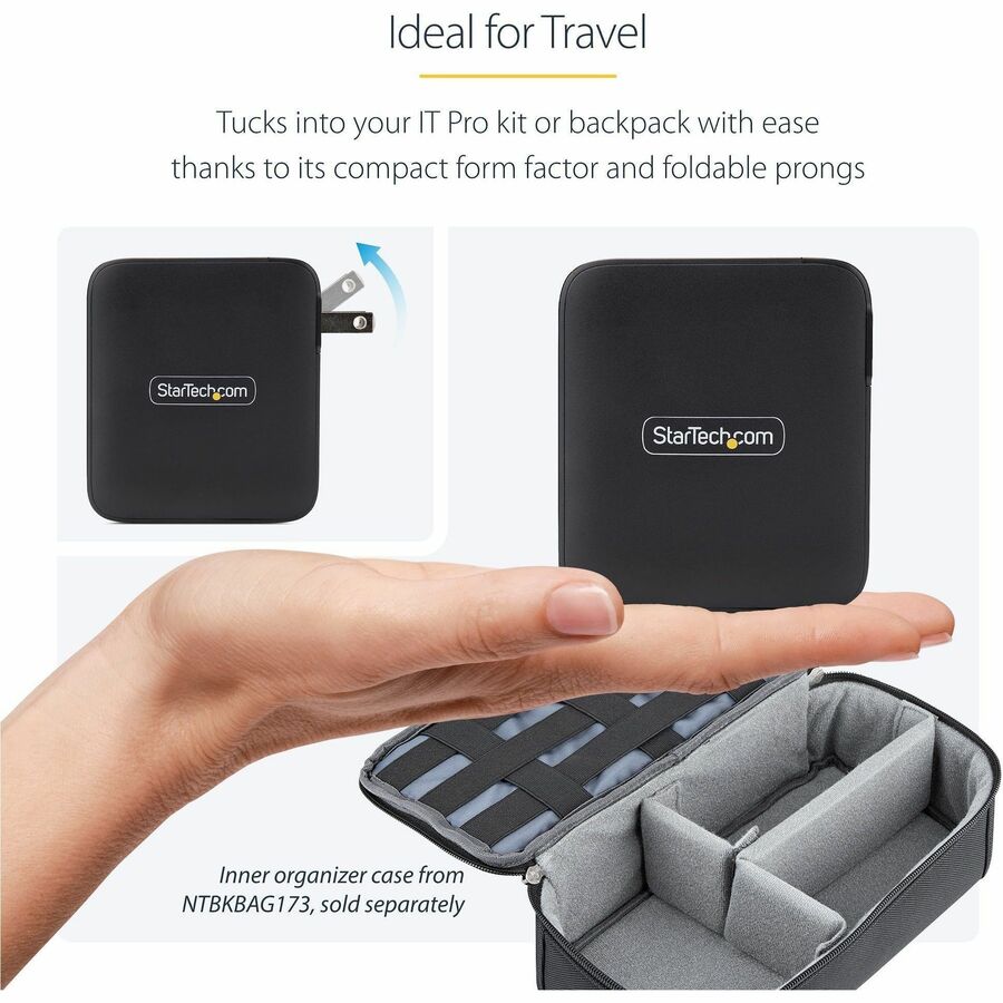 StarTech.com 140W USB-C Wall Charger, USB-IF Certified, PD 3.1 Portable GaN Charging Power Adapter, 6ft/1.8m USB-C to USB-C Cable