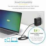 StarTech.com 140W USB-C Wall Charger, USB-IF Certified, PD 3.1 Portable GaN Charging Power Adapter, 6ft/1.8m USB-C to USB-C Cable