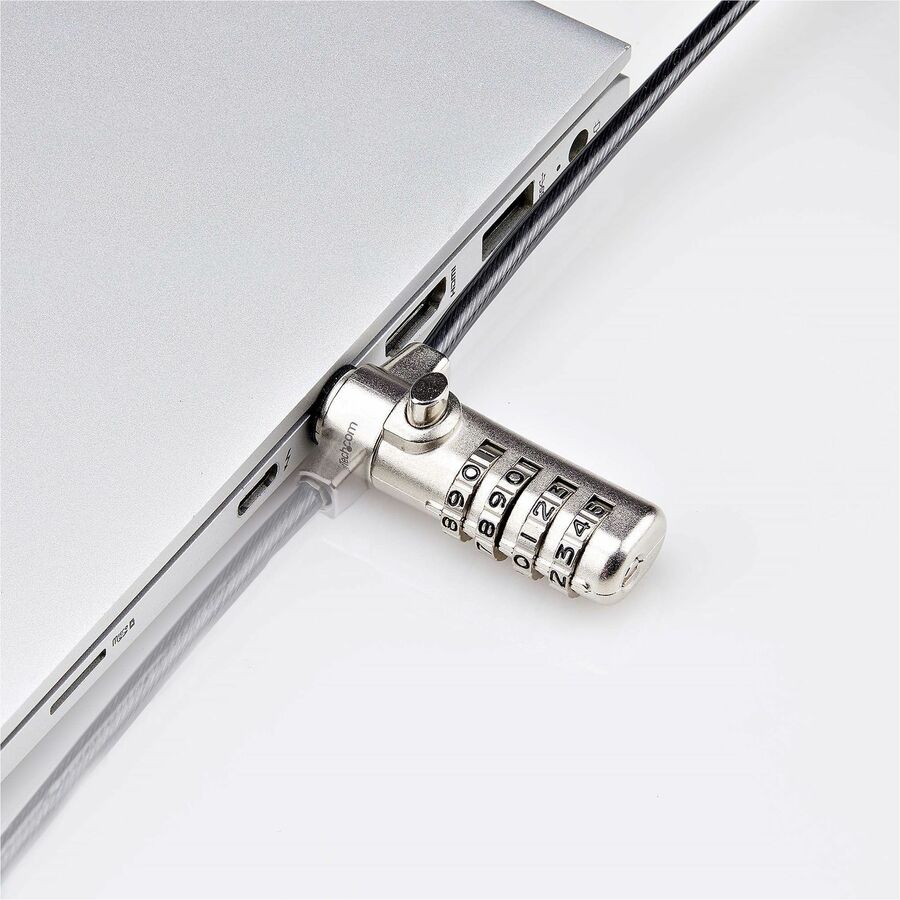 StarTech.com Slim Lock Nano Slot Compatible, 6.6ft (2m) Combination Locking Cable, Desk Anti-Theft Security For Laptop/Notebook Computer