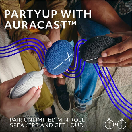 ULTIMATE EARS MINIROLL Ultra-Portable Waterproof Bluetooth Speaker, Big Bass, IP67 Dustproof, 131 ft (40 m) Range - Majestic Blue