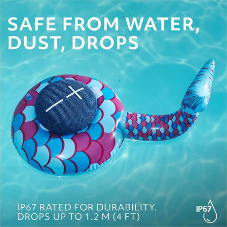 ULTIMATE EARS MINIROLL Ultra-Portable Waterproof Bluetooth Speaker, Big Bass, IP67 Dustproof, 131 ft (40 m) Range - Majestic Blue
