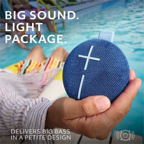ULTIMATE EARS MINIROLL Ultra-Portable Waterproof Bluetooth Speaker, Big Bass, IP67 Dustproof, 131 ft (40 m) Range - Majestic Blue