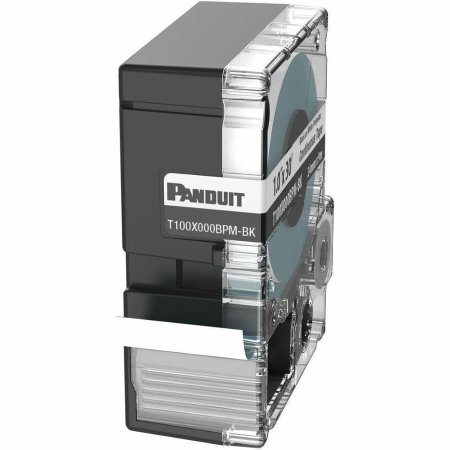 Panduit PXE Cassette, Continuous Tape, Polyester, 1.00" W x 30' L, Black on White