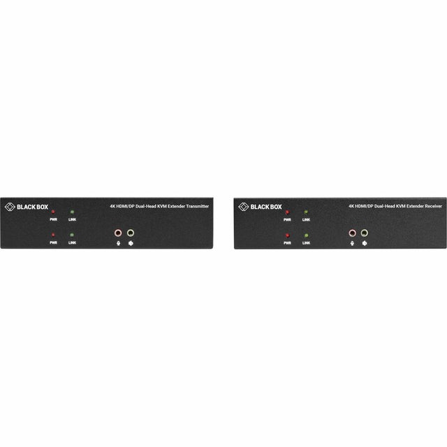Black Box KVX Series KVM Extender Kit over Fiber - 4K, Dual-Monitor, HDMI/DisplayPort, USB 2.0, Serial, Audio, Local Video