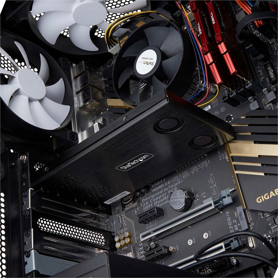 StarTech.com Dual-Bay M.2 NVMe SSD to PCIe x8 Removable Mobile Rack; Bifurcation Required; Tool-less Installation, PCIe Hot-Swap Drive Bay