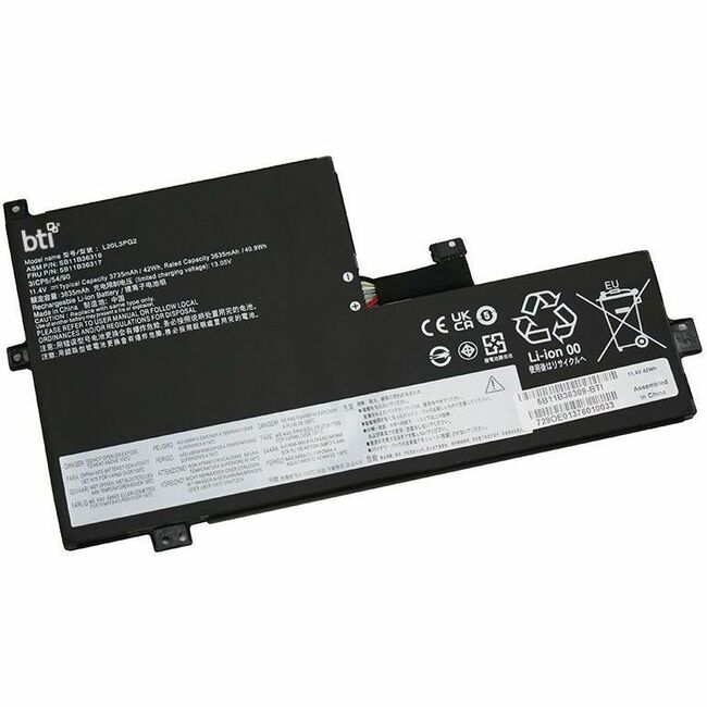 BTI 5B11B36309-BTI 11.4V 42WHR LI-ION BATTERY 5B11B36309, L20L3PG2, 5B11B36314, 5B11B36317, SB11B36322, L20D3PG2, SB11B36318, L20M3PG2, SB11B36316, CHROMEBOOK 500E GEN 3, 500E GEN 3 82JB, 500E GEN 3 82JC, 100E 2ND GEN MTK 2, 100E 2ND GEN MTK 2 82Q3, 100E