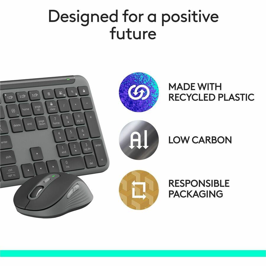 Logitech Signature Slim MK955 Combo for Business, Copilot Edition, Wireless Keyboard and Mouse, Graphite
