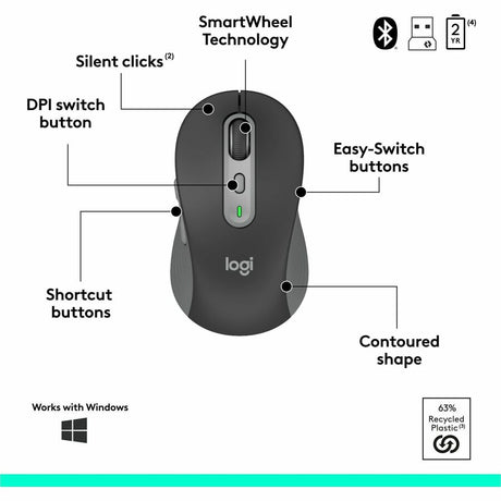 Logitech Signature Slim MK955 Combo for Business, Copilot Edition, Wireless Keyboard and Mouse, Graphite