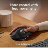 Logitech MX Ergo S Plus Advanced Wireless Trackball Mouse, USB-C Rechargeable Wireless Ergonomic Mouse With Bluetooth and Encrypted Dongle, 6 Programmable Buttons, for PC/Mac (Graphite)