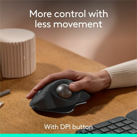 Logitech MX Ergo S Plus Advanced Wireless Trackball Mouse, USB-C Rechargeable Wireless Ergonomic Mouse With Bluetooth and Encrypted Dongle, 6 Programmable Buttons, for PC/Mac (Graphite)
