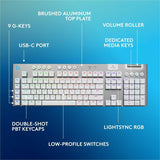 Logitech G915 X LIGHTSPEED Low-Profile Wireless Gaming Keyboard, Double-Shot PBT Keycaps, Fully Programmable Keys, RGB Backlighting, Sleek Aluminum Finishing, GL Brown Tactile Switches - PC/Mac (White)