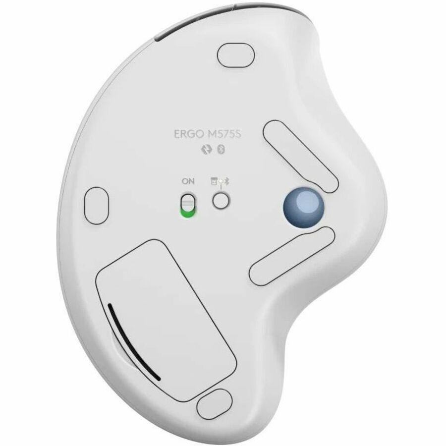 Logitech ERGO M575S Wireless Trackball Mouse, Wireless Ergonomic Mouse With Bluetooth and Encrypted Dongle, Comfortable Thumb Control, Precise and Smooth Tracking, for PC/Mac (Off-white+Blue Ball)