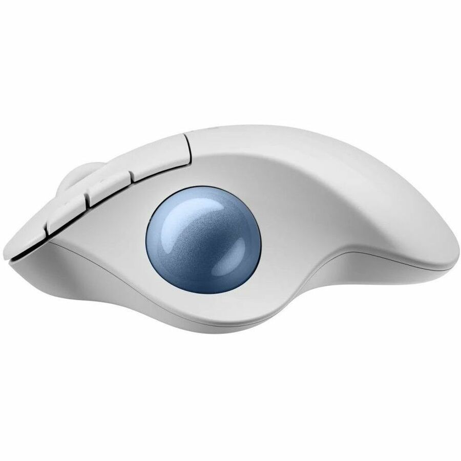 Logitech ERGO M575S Wireless Trackball Mouse, Wireless Ergonomic Mouse With Bluetooth and Encrypted Dongle, Comfortable Thumb Control, Precise and Smooth Tracking, for PC/Mac (Off-white+Blue Ball)