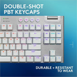 Logitech G915 X LIGHTSPEED TKL Low-Profile Wireless Gaming Keyboard, Double-Shot PBT Keycaps, Fully Programmable Keys, RGB Backlighting, Sleek Aluminum Finishing, GL Brown Tactile - PC/Mac (White)