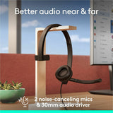 Logitech H570e USB Wired Mono Headset, USB-A, Noise-Canceling Mics, Inline Controls, Certified for Microsoft Teams, Black