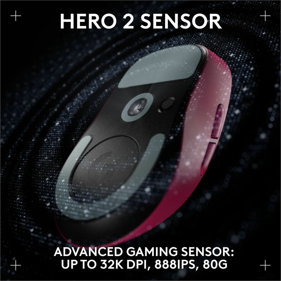 Logitech G PRO X SUPERLIGHT 2 DEX LIGHTSPEED Wireless Gaming Mouse, 60g Pro-Grade Lightweight Mouse With 5 Programmable Buttons, 32k DPI Sensor, USB-C Charging, for PC/Mac - Magenta