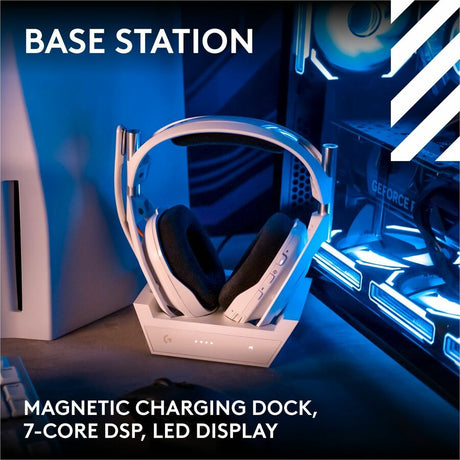 Logitech G Astro A50 LIGHTSPEED Wireless Gaming Headset + Base Station (Gen 5), PRO-G GRAPHENE, 3-System Switching, USB-C to Xbox, PS5, PC/Mac or Nintendo Switch, Bluetooth - White