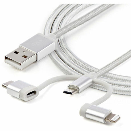 StarTech.com 6ft (1.8m) USB Multi-Charging Cable, USB-A to Lightning/USB-C/Micro-USB, Apple MFi Certified, Braided Nylon Jacket; USB 3-in-1 Charger Cable/Cord