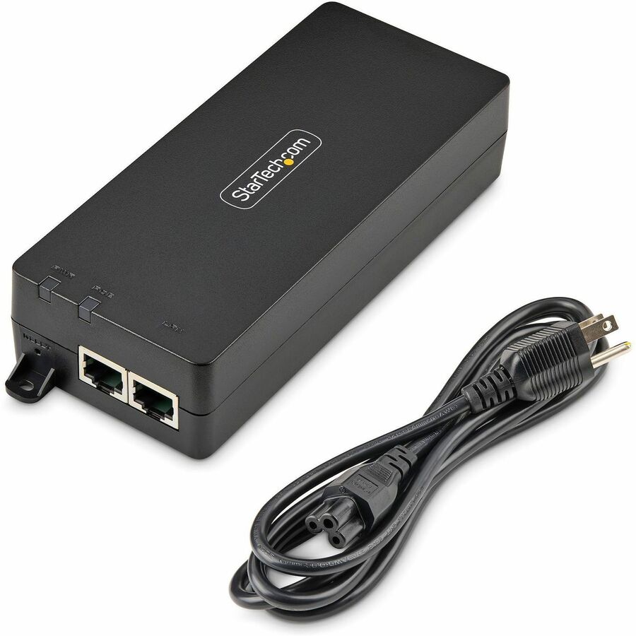 StarTech.com 1-Port 10Gbps Gigabit PoE++ Injector, 90W, 2.5/5/10G Ethernet/10/100/1000M, PoE++ (802.3af/at/bt), Wall Mountable, Unmanaged