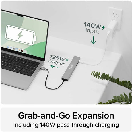 Plugable USB C Hub Multiport Adapter (9-in-1) 140W Power Delivery Charging, 4K 60Hz HDMI