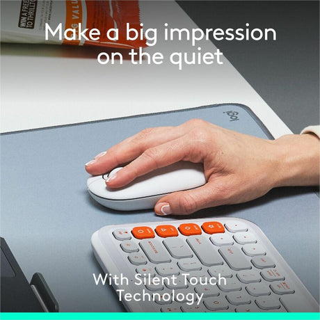 Logitech POP Mouse, Compact and Portable Wireless Bluetooth Mouse With Programmable Buttons and Quiet Clicks, Easy-Switch Between up to 3 Devices, Off-White