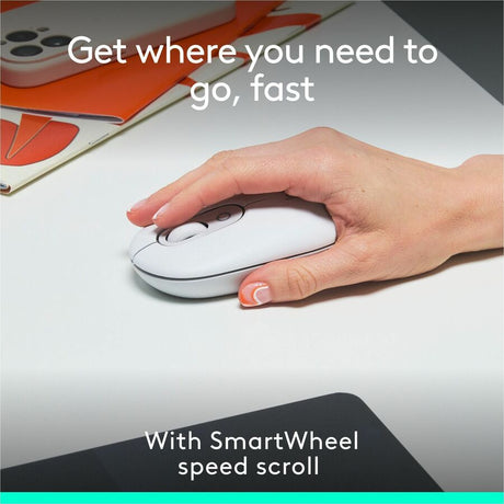 Logitech POP Mouse, Compact and Portable Wireless Bluetooth Mouse With Programmable Buttons and Quiet Clicks, Easy-Switch Between up to 3 Devices, Off-White