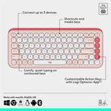 Logitech POP ICON COMBO, Bluetooth Keyboard and Mouse Combo, Comfortable Typing, Programmable Keys and Buttons, Quiet Clicks (Rose & Off-white)