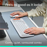 Logitech POP ICON COMBO, Bluetooth Keyboard and Mouse Combo, Comfortable Typing, Programmable Keys and Buttons, Quiet Clicks (Off-white & Orange)