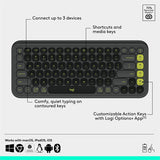 Logitech POP ICON COMBO, Bluetooth Keyboard and Mouse Combo, Comfortable Typing, Programmable Keys and Buttons, Quiet Clicks (Graphite & Green)