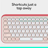 Logitech POP ICON KEYS Wireless Bluetooth Keyboard, Comfortable Typing, Programmable Keys, Easy-Switch Between up to 3 Devices (Rose & Off-white)