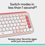 Logitech POP ICON KEYS Wireless Bluetooth Keyboard, Comfortable Typing, Programmable Keys, Easy-Switch Between up to 3 Devices (Rose & Off-white)
