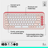 Logitech POP ICON KEYS Wireless Bluetooth Keyboard, Comfortable Typing, Programmable Keys, Easy-Switch Between up to 3 Devices (Rose & Off-white)